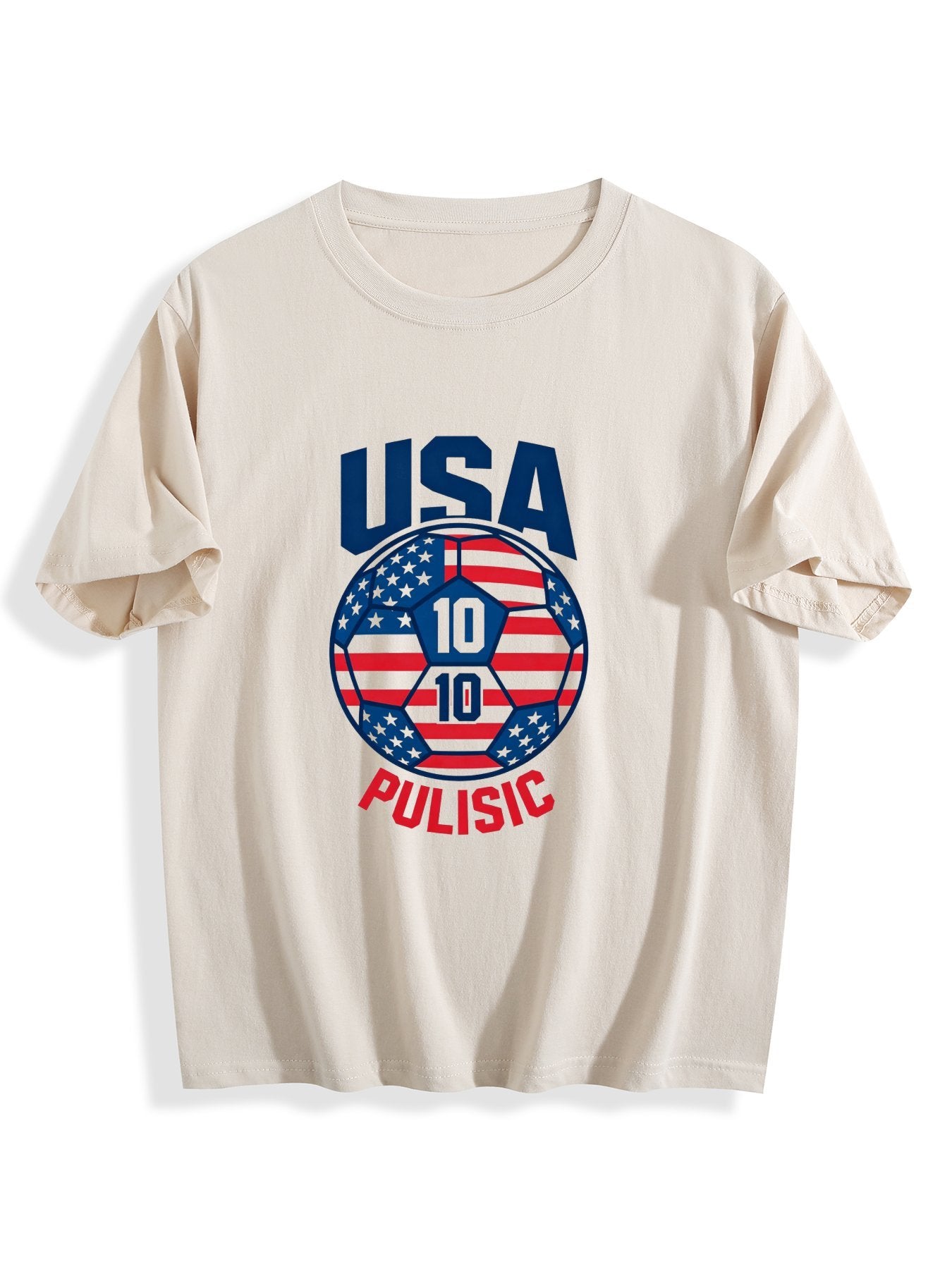 180g Pure Cotton Women's World Cup "Pulisic" Graphic T-Shirt, USA Casual Cotton Tee
