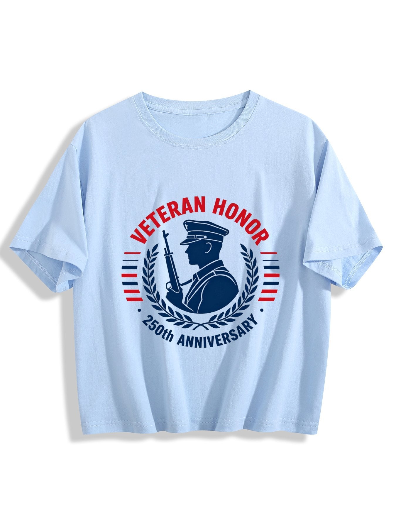 180g Pure Cotton Women's Patriotic "Veteran Honor" Graphic T-Shirt, Casual Cotton Tee for Daily Wear