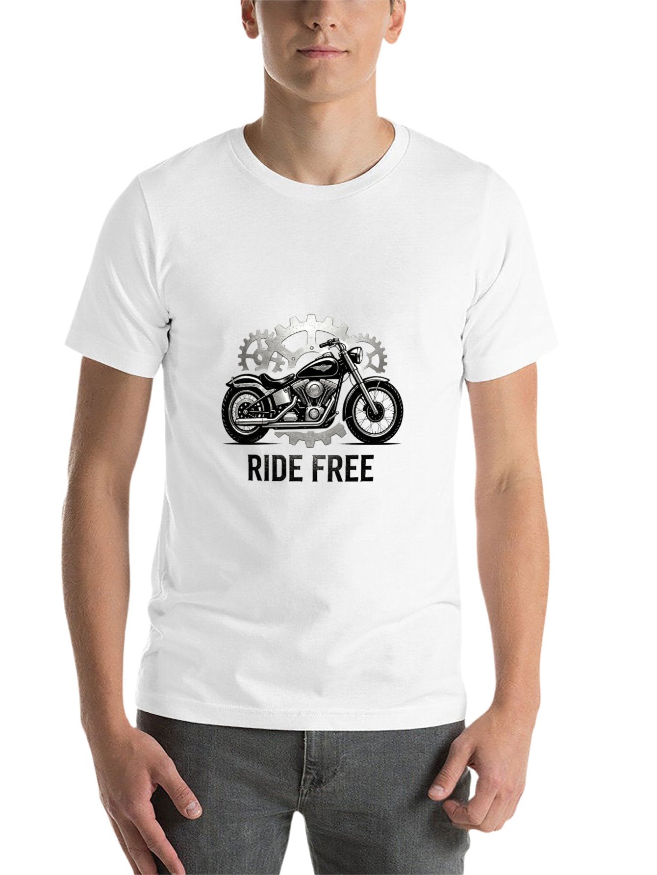 180g Pure Cotton Men's and Women's "RIDE FREE" Graphic T-Shirt, USA Casual Cotton Tee