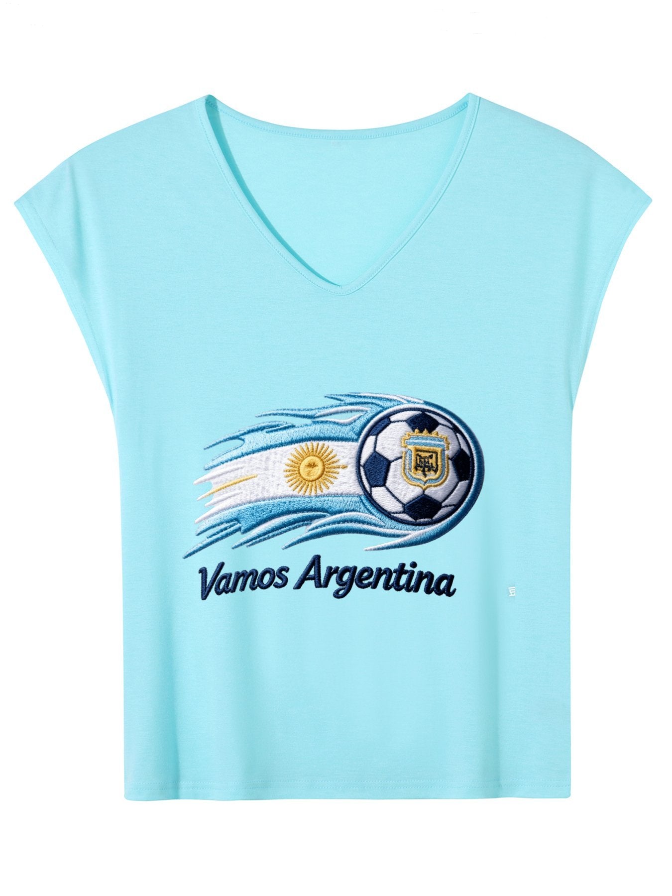 V-neck Sleeveless T-Shirt, Women's World Cup 2026 "Vamos Argentina" Graphic T-Shirt, USA Casual Cotton Tee