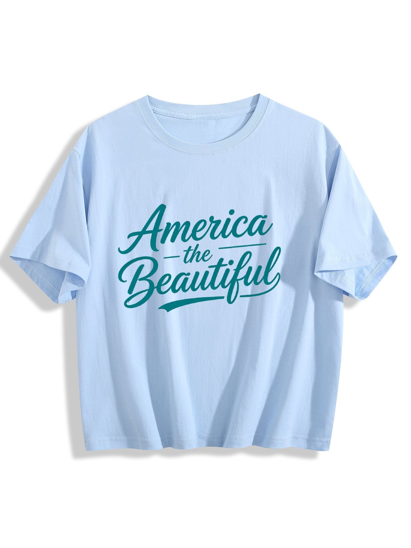 180g Pure Cotton Women's USA 250th. "America the Beautiful" Graphic T-Shirt, Casual Cotton Tee for Daily Wear