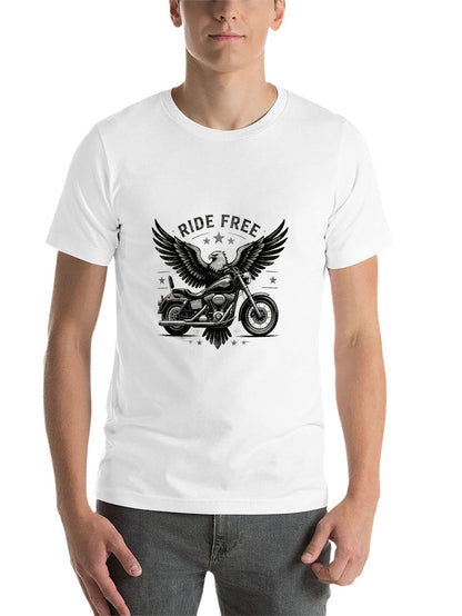 180g Pure Cotton Men's and Women's  "RIDE FREE" Graphic T-Shirt, USA Casual Cotton Tee