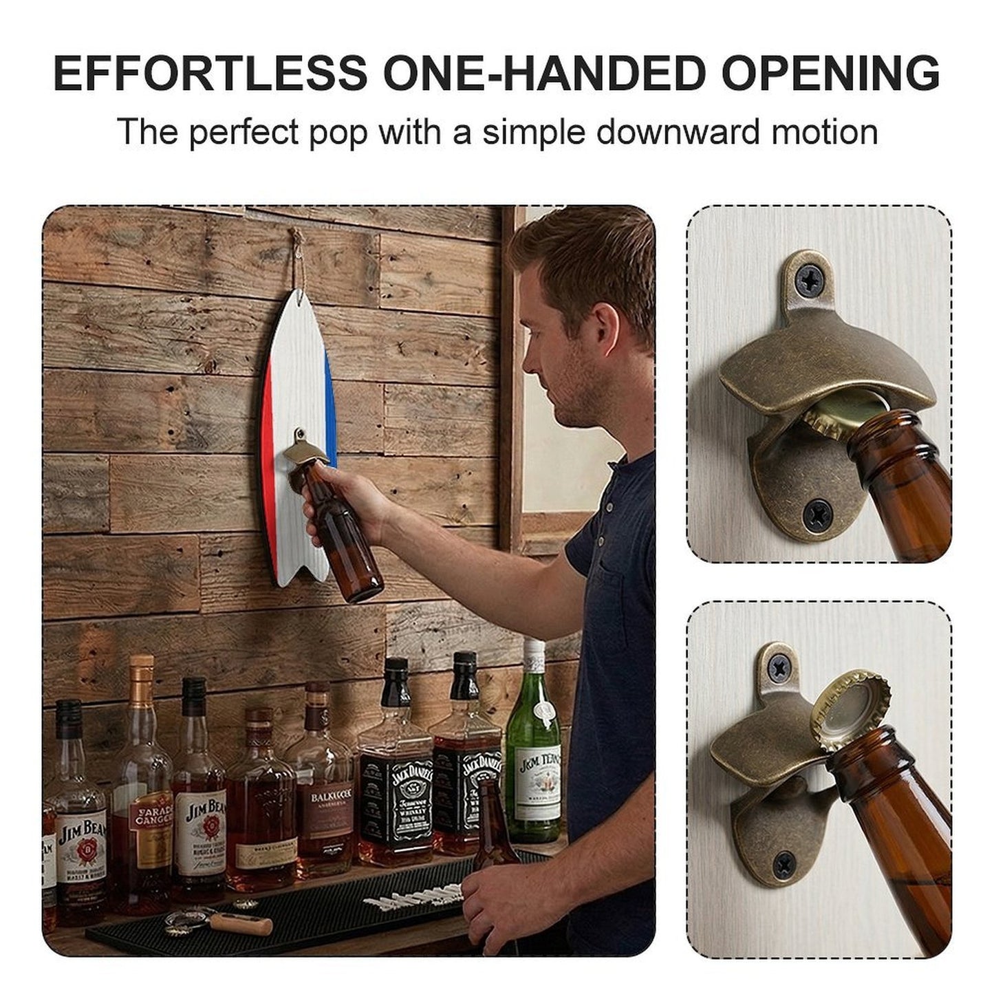 Wooden Surfboard Shaped Corkscrew, Unique Bar & Kitchen Bottle Opener
