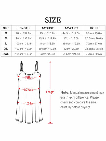 Customize Women's Graphic Strap Dress, Unique Printing Casual Sleeveless Summer Dress