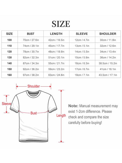 Kids Cute Graphic Cotton T-Shirt, Boys Girls Casual Short Sleeve Tee